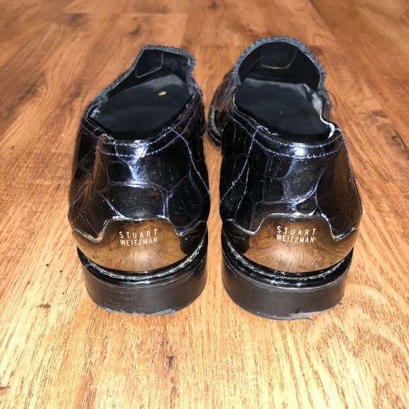 Stuart Weitzman Patent Leather Croc Print Loafers - Picture 2 of 8